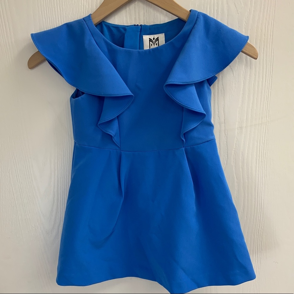 Milly Minis Cadu Ruffle Dresz, blue, size 4